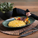 SHALLOW OVAL PLATTER MEDIUM BIO STONEWARE Ø 11.81x7.87" GREENERY