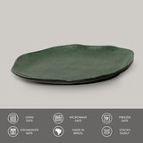 SHALLOW OVAL PLATTER MEDIUM BIO STONEWARE Ø 11.81x7.87" GREENERY