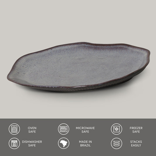 SHALLOW OVAL PLATTER MEDIUM BIO STONEWARE Ø 11.81x7.87" TOURMALINE