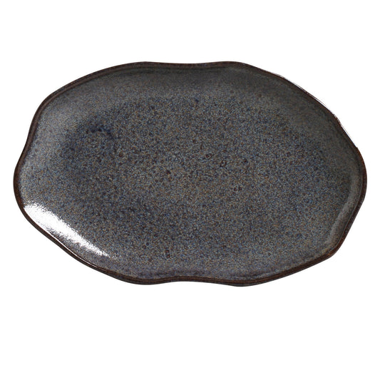 SHALLOW OVAL PLATTER MEDIUM BIO STONEWARE Ø 11.81x7.87" TITANIUM
