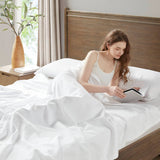 100% Liquid Cotton Bedding Blanket, White