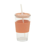 Mr. Coffee Sip Savvy 4-Pack 15oz Glass Tumblers with Lids and Straws – Reusable Iced Coffee Cups – Dishwasher Safe – To-Go Drinkware Water Glasses