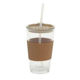Mr. Coffee Sip Savvy 4-Pack 15oz Glass Tumblers with Lids and Straws – Reusable Iced Coffee Cups – Dishwasher Safe – To-Go Drinkware Water Glasses