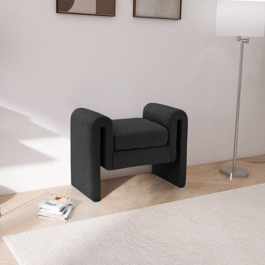 Stylus Contemporary Boucle Bench with Curved Arms - Perfect Accent for Modern Living Spaces