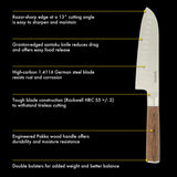 Babish 6.5-Inch Santoku Knife – High-Carbon 1.4116 German Steel Kitchen Knife with Pakka Wood Handle, Full-Tang Razor Sharp Blade for Chopping, Slicing, Dicing & Precision Prep
