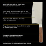 Babish 6.5-Inch Forged Cleaver Knife with Pakka Wood Handle – High-Carbon 1.4116 German Steel Full Tang Kitchen Knife for Heavy-Duty Chopping and Slicing