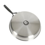 Babish 12-Inch Tri-Ply Stainless Steel Frying Pan with Lid & Black Handle – Professional Grade Skillet for Searing, Sautéing & Even Heat Cooking