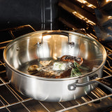 Babish 5-Qt Stainless Steel Sauté Pan with Lid – Heavy Duty Nonstick-Ready, Oven & Induction Safe, Everyday Kitchen Cookware