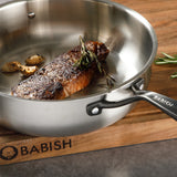 Babish 5-Qt Stainless Steel Sauté Pan with Lid – Heavy Duty Nonstick-Ready, Oven & Induction Safe, Everyday Kitchen Cookware