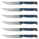 Sur La Table Kitchen Essentials 14 Piece Cutlery Set, German Steel Forged Knives, Beech Wood Block, Chef, Santoku, Bread, Steak Knives, Shears & Sharpener - Blue