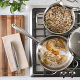 Oster Platinum Sedwick Stackable Stainless Steel Pots and Pans Cookware Set W/ Domed Stainless Steel Lids W/ TriPly Encapsulated Base - Induction Safe