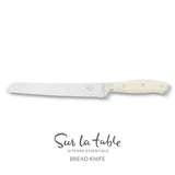 Sur La Table Kitchen Essentials Tasting Kitchen German Steel Bread Knife, 8-Inch Stainless Steel Blade – Professional Kitchen Knife with White Handle and Forged Full Tang