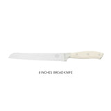 Sur La Table Kitchen Essentials Tasting Kitchen German Steel Bread Knife, 8-Inch Stainless Steel Blade – Professional Kitchen Knife with White Handle and Forged Full Tang