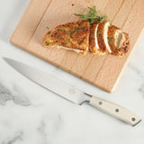 Sur La Table Kitchen Essentials Tasting Kitchen German Steel Slicer Knife, 8-Inch Stainless Steel Blade – Professional Kitchen Knife with White Handle and Forged Full Tang