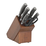 Sur La Table Kitchen Essentials Tasting Kitchen High-Carbon German Steel 7 Piece Full Tang Forged Cutlery Knife Block Set - W/ Ashwood Block