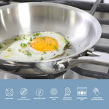 Sur La Table Kitchen Essentials Chef's Deck Stainless Steel Frying Pan – Induction Ready Skillet with Tri-Ply Base, Polished Finish & Hollow Stay-Cool Handle