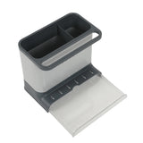 Gibson Home Ledgebrook Sink Caddy With Metal Panel, Metal Sponge Holder for Kitchen Sink, Countertop Organizer and Storage Essentials With Drain Board