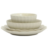 Gibson Elite Malibu Shore 16 Piece Scallop Stoneware Reactive Glaze (Service for 4) Ceramic Plates and Bowls Dinnerware Set