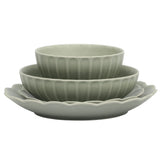 Gibson Elite Malibu Shore 16 Piece Scallop Stoneware Reactive Glaze (Service for 4) Ceramic Plates and Bowls Dinnerware Set