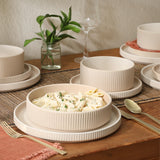 Gibson Elite Deerfield 16-Piece Stoneware Dinnerware Set – Stackable Plates and Bowls, Reactive Glaze Finish, Service for 4 – Microwave & Dishwasher Safe
