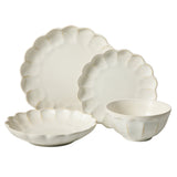 Bloomhouse - 2 Time Oprah's Favorite Things - Yuelu Bloom Dinnerware Set - Scallop Embossed 16 Piece (Service for 4) Plates and Bowls Set - Jasmine White