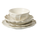 Bloomhouse - 2 Time Oprah's Favorite Things - Yuelu Bloom Dinnerware Set - Scallop Embossed 16 Piece (Service for 4) Plates and Bowls Set - Jasmine White