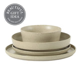 Gibson Elite Overbrook 16-Piece Pottery Clay Stoneware Dinnerware Set – Reactive Glaze, Stackable Plates and Bowls w/ Pasta Bowl, Service for 4 – Microwave & Dishwasher Safe