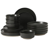 Gibson Elite Overbrook 16-Piece Pottery Clay Stoneware Dinnerware Set – Reactive Glaze, Stackable Plates and Bowls w/ Pasta Bowl, Service for 4 – Microwave & Dishwasher Safe