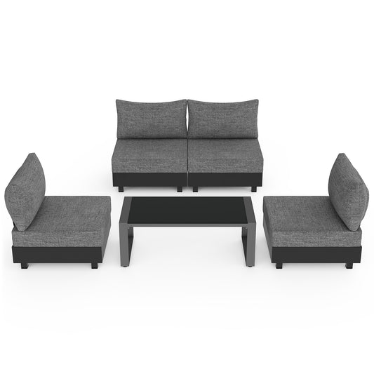 5-Piece Outdoor Aluminum Conversation Set with Cushions