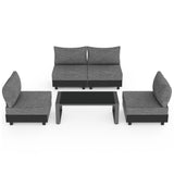 5-Piece Outdoor Aluminum Conversation Set with Cushions
