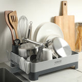 Gibson Home Nestcraft Full Size Rust Resistant Dish Rack with Drain Board and Flatware Caddy