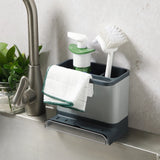 Gibson Home Ledgebrook Sink Caddy With Metal Panel, Metal Sponge Holder for Kitchen Sink, Countertop Organizer and Storage Essentials With Drain Board