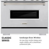 ZLINE 36" Dual Fuel Range, Gas Cooktop, Electric Convection Oven Stainless Steel, CDR36