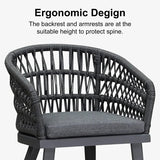 PURPLE LEAF Outdoor Bar Stools Counter Stools Rattan Bar Stools Chair with Backrest for Indoor or Outdoor, Kitchen lsland