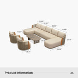 PURPLE LEAF Hailar U-Shaped Patio Conversation Set with Genuine Teak Cushions and Pillows Olefin Rope Backres Outdoor Couch Sets for Porch Garden