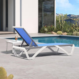 PURPLE LEAF Patio Chaise Lounge Chair Outdoor Plastic Textilene Sun Bathing Recliner Tanning Pool Lounger with 6 Adjustable Position for Outside Beach in-Pool Lawn Poolside