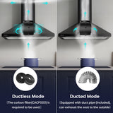 CIARRA 30 Inch Wall Mount Range Hood with Wave Gesture Control, 650 CFM Powerful Ventilation, Touch Control, LED Lighting CAB75206-N-OW