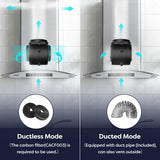 CIARRA 30 inch Glass Wall Mount Range Hood, 650 CFM 3-Speed Extraction, Wave & Touch Control Kitchen Hood CAS75502-N-OW