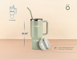 Kook 40 oz Stainless Steel Tumbler, Straw & Handle