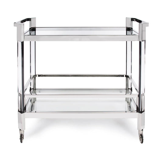 Stainless Steel and Acrylic Bar Cart