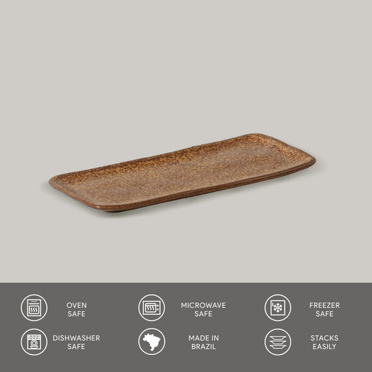 RECTANGULAR PLATTER ORGANIC STONEWARE Ø 8.66x3.74" DIJON