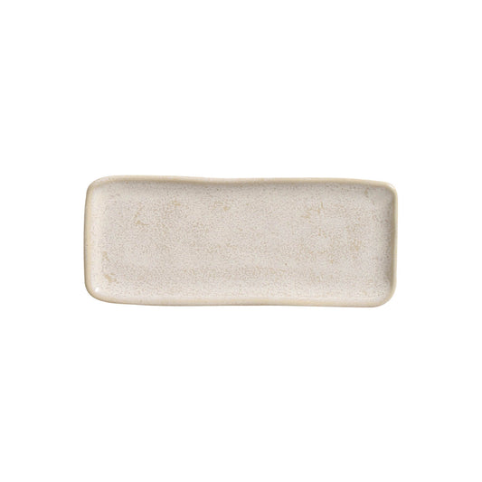 RECTANGULAR PLATTER ORGANIC STONEWARE Ø 8.66x3.74" LATTE