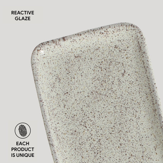 RECTANGULAR PLATTER ORGANIC STONEWARE Ø 8.66x3.74" PISTACHE