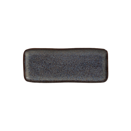 RECTANGULAR PLATTER ORGANIC STONEWARE Ø 8.66x3.74" TITANIUM