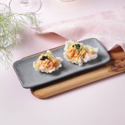 RECTANGULAR PLATTER ORGANIC STONEWARE Ø 8.66x3.74" DUST