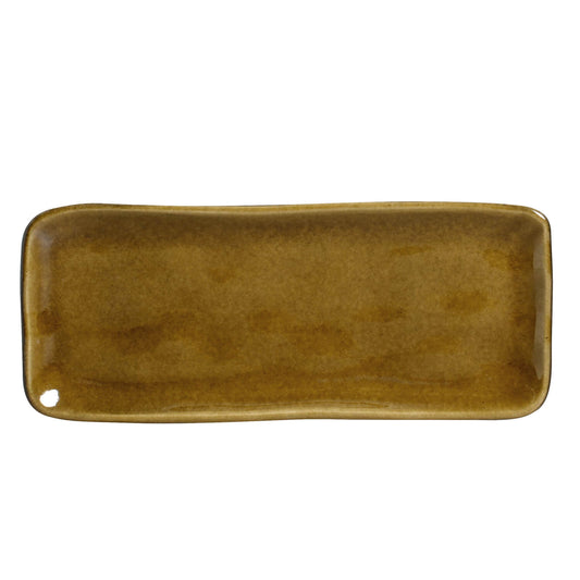 RECTANGULAR PLATTER ORGANIC STONEWARE Ø 8.66x3.74" AMBER
