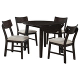 Catley 5-piece Round Drop Leaf Dining Table Set - Dark Coffee