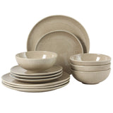 Gibson Elite Sandy Pines Stoneware Plates and Bowls Set - 12 Piece Reactive Glaze Dinnerware Set - Service for 4 - Dishwasher and Microwave Safe