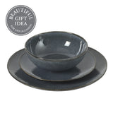 Gibson Elite Sandy Pines Stoneware Plates and Bowls Set - 12 Piece Reactive Glaze Dinnerware Set - Service for 4 - Dishwasher and Microwave Safe