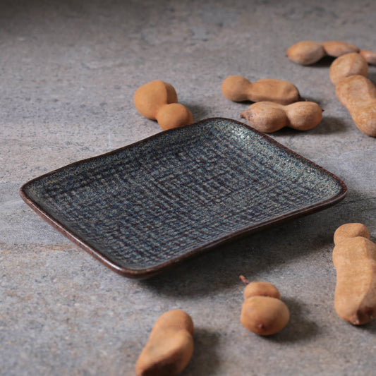 RECTANGULAR PLATTER JUTA STONEWARE Ø 7.08x5.51" TITANIUM